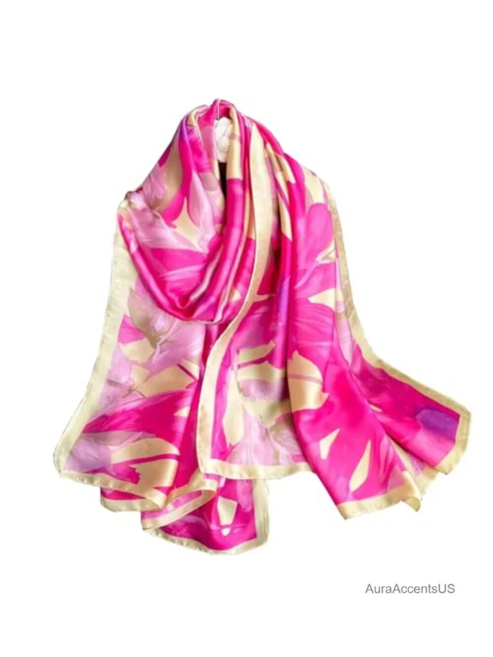 Oversized Luxury Silk Scarf Long Satin Fashion Shawl Wrap